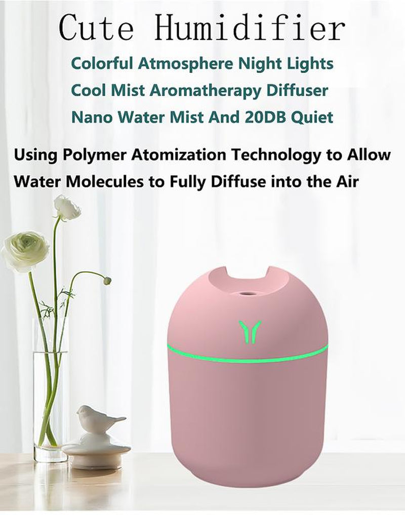 Mini Luminous Cool Mist Humidifier, 2-In-1 Humidifier & Essential Oil Diffuser